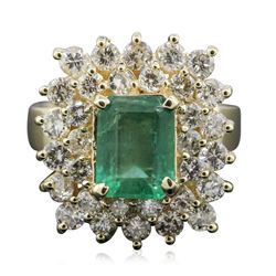 14KT Yellow Gold 2.02ct Emerald and Diamond Ring