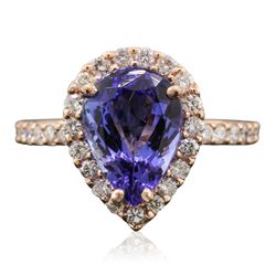 14KT Rose Gold 2.77ct Tanzanite and Diamond Ring