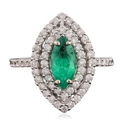 14KT White Gold 0.83ct Emerald and Diamond Ring