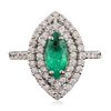 Image 1 : 14KT White Gold 0.83ct Emerald and Diamond Ring