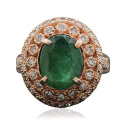 14KT Rose Gold 2.17ct Emerald and Diamond Ring