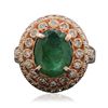 Image 1 : 14KT Rose Gold 2.17ct Emerald and Diamond Ring