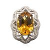 Image 3 : 14KT White Gold 10.91ct Citrine and Diamond Ring