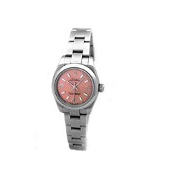 24mm Lady Rolex Stainless Steel Oyster Perpetual Watch. Salmon Dial. Stainless Steel Smooth Bezel. S