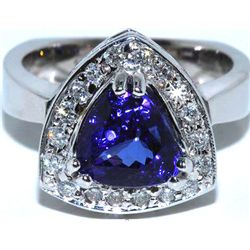 Tanzanite  3.34 ctw Diamond Ring 18KW