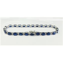 BLUE SAPPHIRE 13.83CT, 14K W/G BRACELET 6.78GRAM / DIAMOND 0.53CT