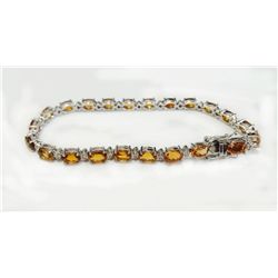 ORANGE TOURMALINE 10.02CT, 14K W/G BRACELET 9.24GRAM / DIAMOND RD 0.57CT