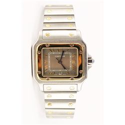 MEN'S TWO TONE CARTIER QUARTZ GRAY DIAL