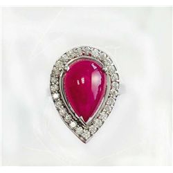 RUBY 5.67CT,  14K W/G RING 5.74GRAM / DIAMOND RD 0.60CT