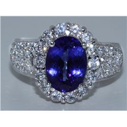 Tanzanite   3.28 ctw &  Diamond Ring 18KW