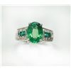 Image 1 : 14K W/G RING 4.33GRAM / DIAMOND RD 0.25CT / TSAVORITE 2.97CT