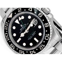 40mm Gents Rolex Stainless Steel Oyster Perpetual GMT-Master II Watch. Black Dial. Ceramic Black Bez