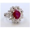 Image 2 : Burma Color Ruby 3.56 ct Ring  & Diamond 1.33 ct 14KT White Gold