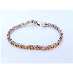 ORANGE SAPPHIRE 7.29CT,  14K W/G BRACELET 8.05GRAM / DIAMOND  0.48CT