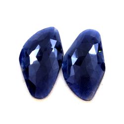 28 ct & up Rose Cut Natural Sapphire Slice Loose Stone (28.67) 2Pcs