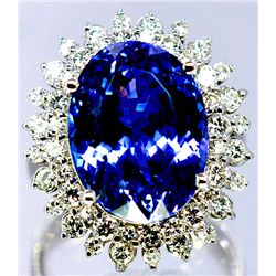 Tanzanite  13.15 ctw Diamond Cocktail Ring 14KW