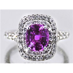 Ceylon Pink Sapphire  3.28 ctw Diamond Ring 14KW