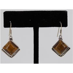 Sterling Silver .925 Vintage Tigers Eye Earrings