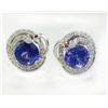 Image 1 : TANZANITE OVAL 6.35CT,  14K W/G EARRING 5.98GRAM / DIAMOND 0.98CT