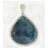 Image 1 : PARAIBA TOURMALINE 23.85CT, 14K W/G PENDANT 3.42GRAM / DIAMOND RD 0.77CT