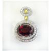 Image 1 : YELLOW SAPPHIRE 0.26CT / MAYALA GARNET 4.22CT, 14K W/G PENDANT 5.73GRAM / DIAMOND 0.66CT