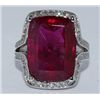 Image 1 : Rubellite  16.69 ctw & Diamond Cocktail Ring 14KW