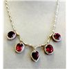 Image 1 : RASPBERRY GARNET 28.29CT, 14K W/G NECKLACE 21.14GRAM / DIAMOND 1.61CT