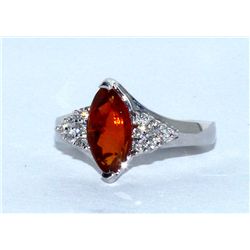 Malaya Garnet  2.39 ctw & Diamond Ring 14KW
