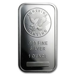 1 oz Sunshine Silver Bar .999 Fine (V2)