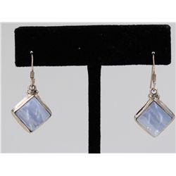 Sterling Silver .925 Vintage Blue Gem Stone Earrings