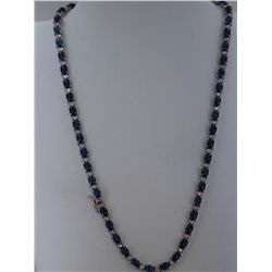 Cabochon Blue Sapphire w/ Dia Necklace