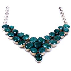 Sterling Silver .925 Emerald Beryl Necklace ctw