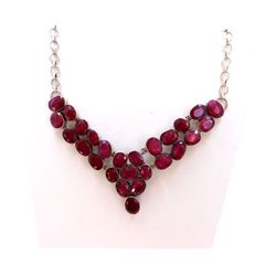 Sterling Silver .925 Corundum Ruby Necklace ctw