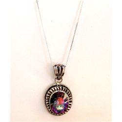 Sterling Silver .925 Mystic Topaz Pendant ctw