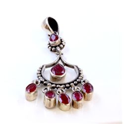Sterling Silver .925 Ruby Corundum Pendant ctw