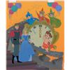 Image 1 : Aurora, Prince Phillip, Flora, Fauna, Merryweather, and a New Year Baby three-cel set-up for Sleepin