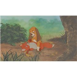 Tod and Copper production cels on production background from Fox and the Hound