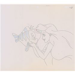 Ariel and Flounder production drawing from The Little Mermaid TV Show