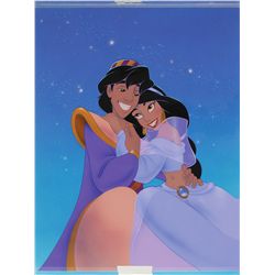 Aladdin and Jasmine cel painting with keymaster background from Aladdin
