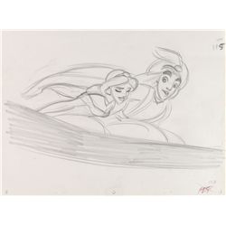 Aladdin and Jasmine rough production drawings from Aladdin