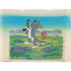 Tom and Jerry production cels on a hand-painted background from Tom and Jerry