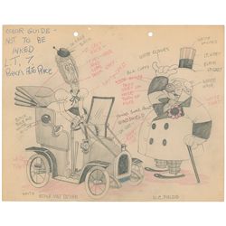 W.C. Fields and Edna May Oliver production model drawing from Porky’s Auto Race