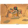 Image 1 : Fred Flintstone and Pebbles production cel and production background from The Flintstones