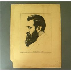 Saul Raskin - Portrait Of Dr. Theodor Herzl Etching.