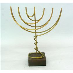 24k Gold Plated Brass Yaacov Agam Menorah Sculpture.