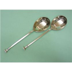 Art Deco Pair Of Sterling Silver Fruit Spoons, 1919.