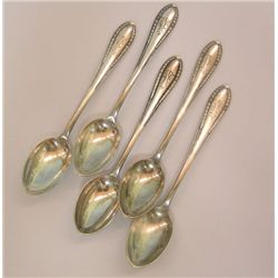 5 Silver Tea Coffee Spoons, Poland, Circa 1920.