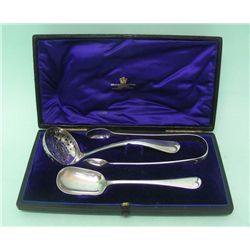 Sterling Silver Sugar Spoon, Tongs & Sifter Set, 1878-9
