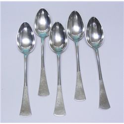 5 Silver Tea Spoons, Budapest, Circa 1900.