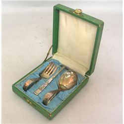 Japanese 950 Silver 3pcs Baby Flatware Set Circa 1900